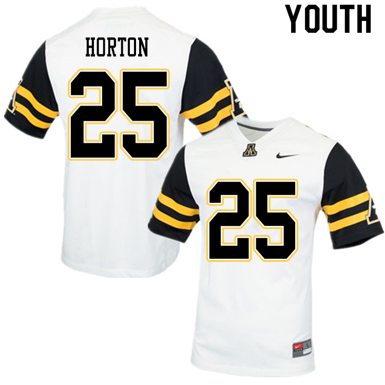 Youth #25 Sean Horton Appalachian State Mountaineers College Football Jerseys Sale-White - Click Image to Close
